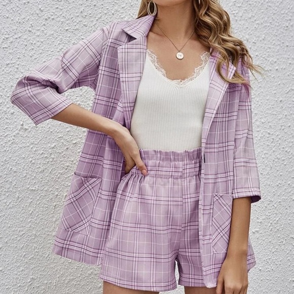 SHEIN Pants - NWT SHEIN Plaid blazer with shorts